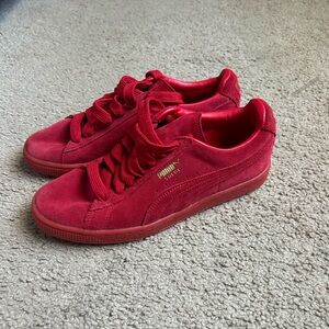 Puma Red Mono Suede Sneakers